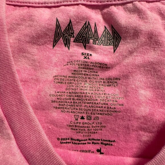 Def Leppard Short Sleeve Pink XL Leopard Graphic Cotton Polyester Band T Shirt - Picture 5 of 5